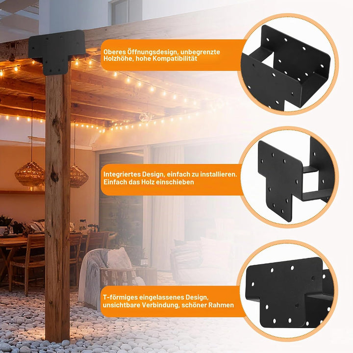 VANROUG 2Pcs Heavy Duty Pergola Halterungen 3-Wege-Eckhalterung für 4 x 4 Holz Post Halterung Pergol