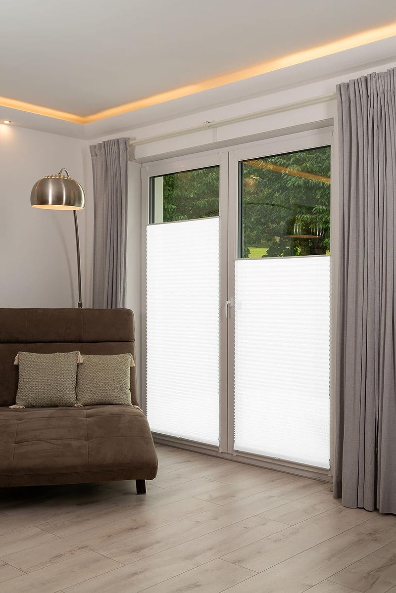 K-home 421614-6 Klemmfix-Plissee Weiss 90 x 130 cm (B x L) Lichtschutz +++ Moderne Crushed Optik +++