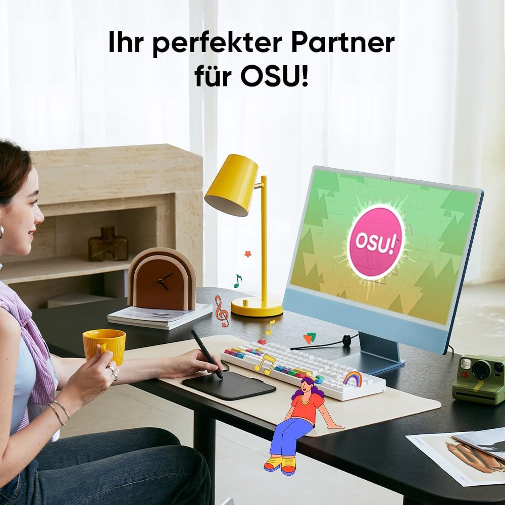 XPPen Deco 640 Grafiktablett, 16384 Druckstufen, 60° Neigungsunterstützung, Geeignet für OSU, Videob