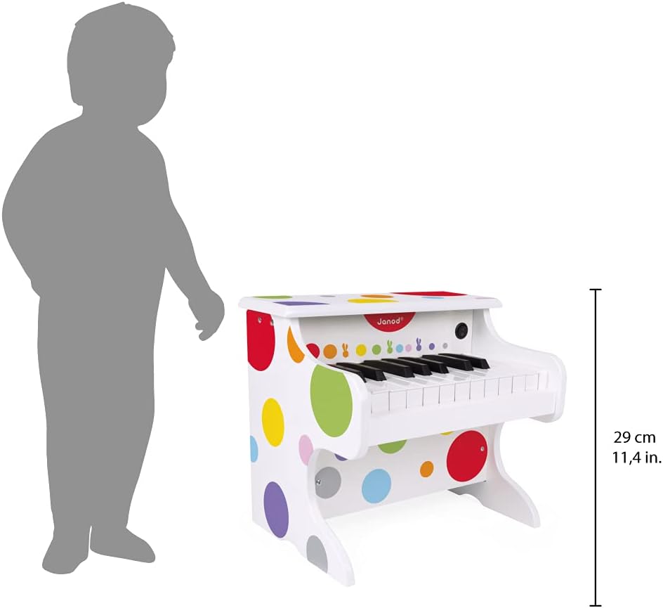 Janod - My First Confetti Elektronisches Holz-Klavier, Kinder-Musikinstrument, Spielzeugnachbildung