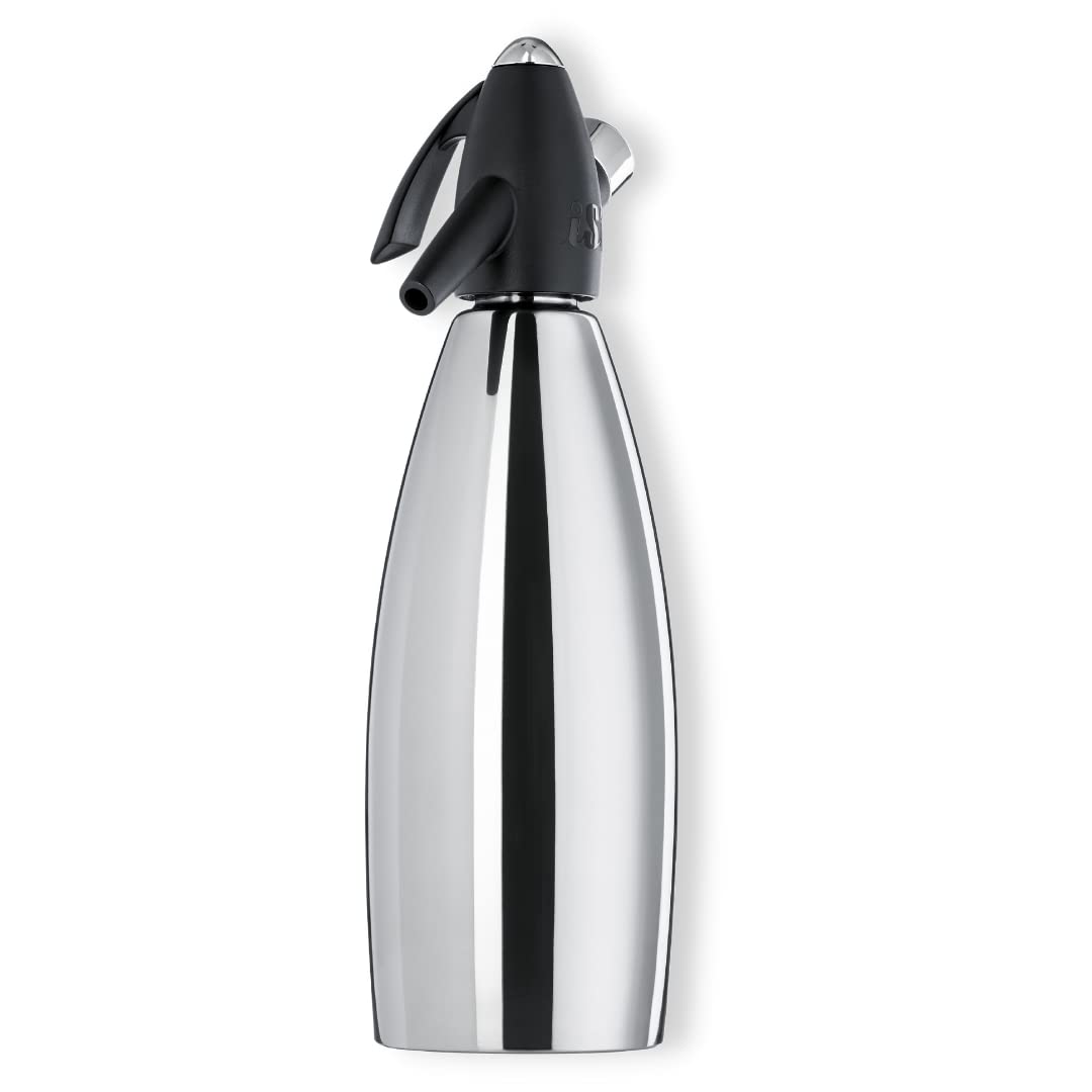 iSi Siphon, Wassersprudler für Sprudelwasser, Schwarz, 8.5 x 8.5 x 31.5 cm & 2714 Sieb & Trichter, A