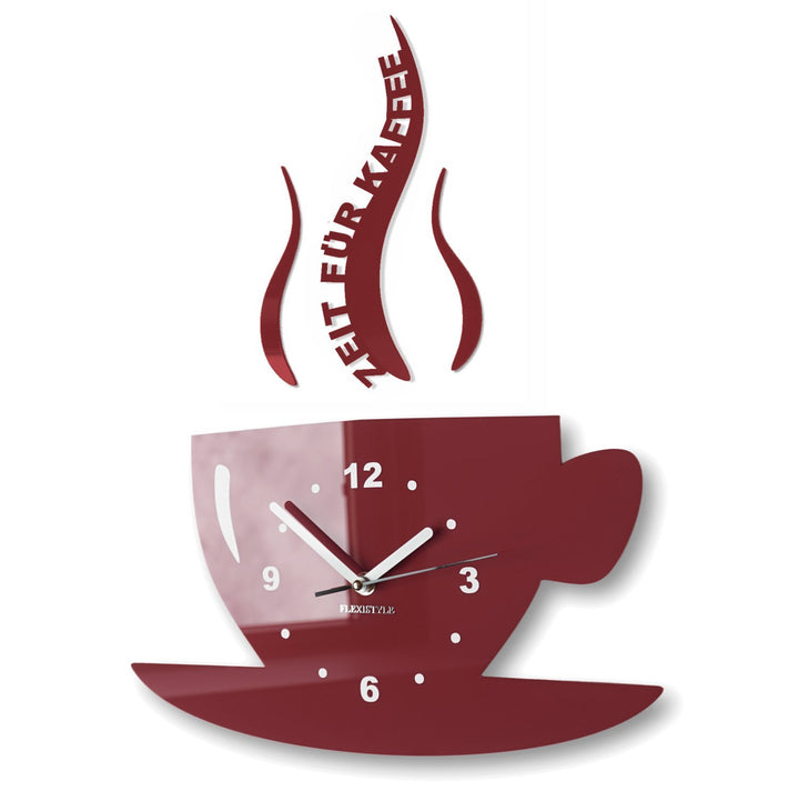 FLEXISTYLE Tasse Zeit für Kaffee Moderne Küche Wanduhr, 3D römisch, wanduhr deko (Braun (Milchschoko