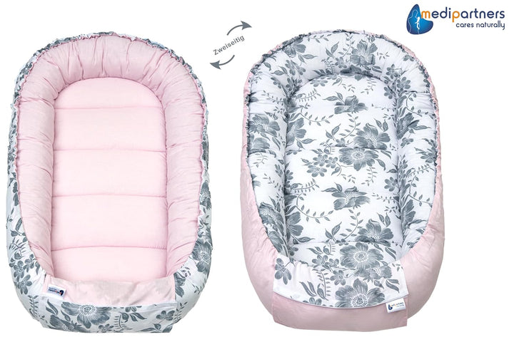 Medi Partners Babynest Nestchen Baby Set für Neugeborene - 100x60x15 Kuschelnest 5 teilig tragbar Ne