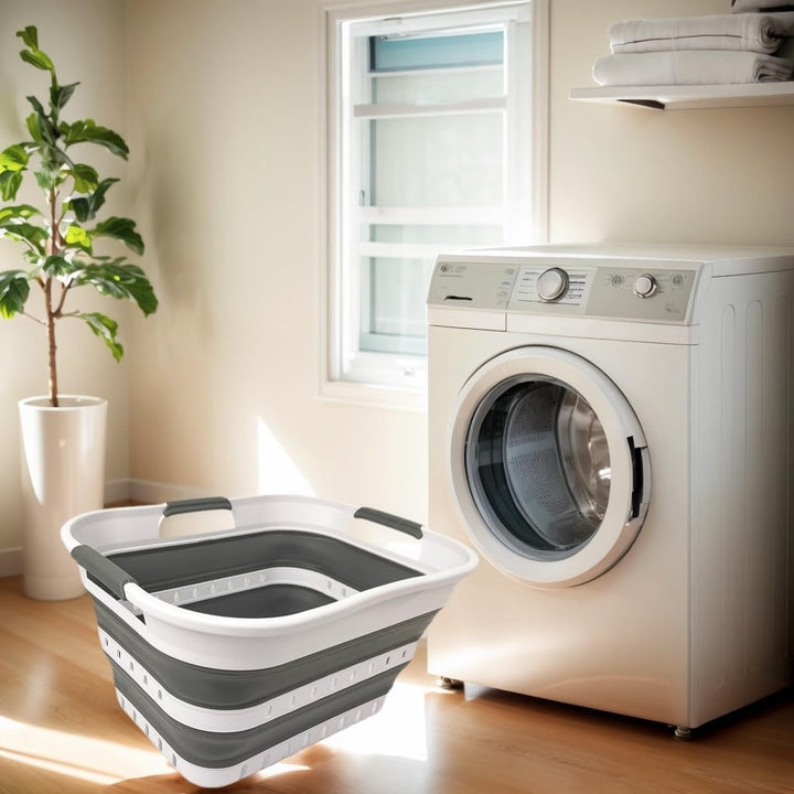 SAMMART Collapsible Plastic Laundry Basket - Foldable Pop Up Storage Container/Organizer - Portable