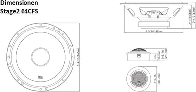 JBL Stage2 64CFS 2-Wege Auto Soundsystem - 270 Watt Komponenten Auto Lautsprecher Boxen Set mit Einb