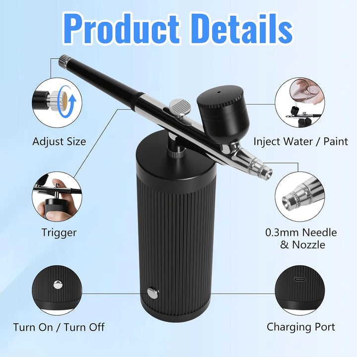 Airbrush-Kit mit Kompressor, Wiederaufladbar Tragbares Airbrush Set, mit Düse und Reinigungsbürsten