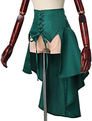 COSDREAMER Steampunk Damen Röcke Taillengürtel für Frauen Rüschen Piraten Korsett Kostüme, Grün, 32