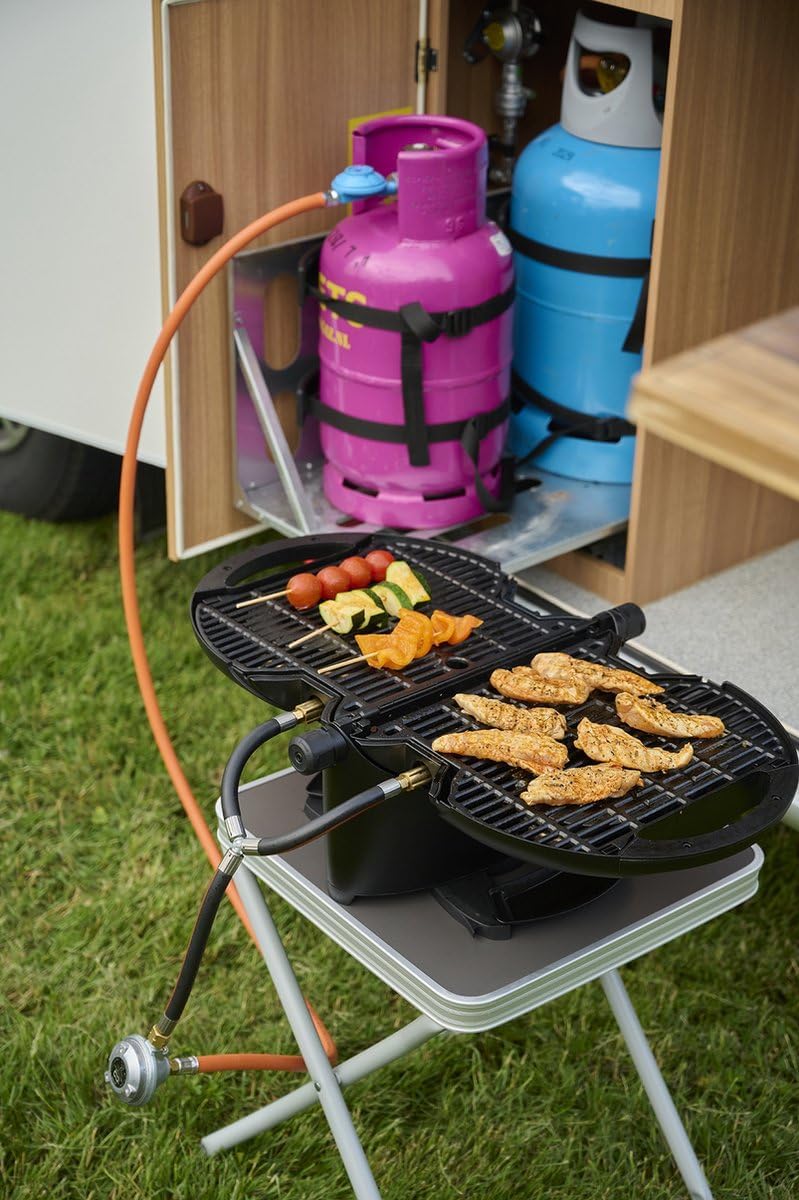 nomadiQ Holiday Cooking Pakket | Tragbarer Gas BBQ Grill | Klein, Mini, Leichtgewicht Tischgrill | P