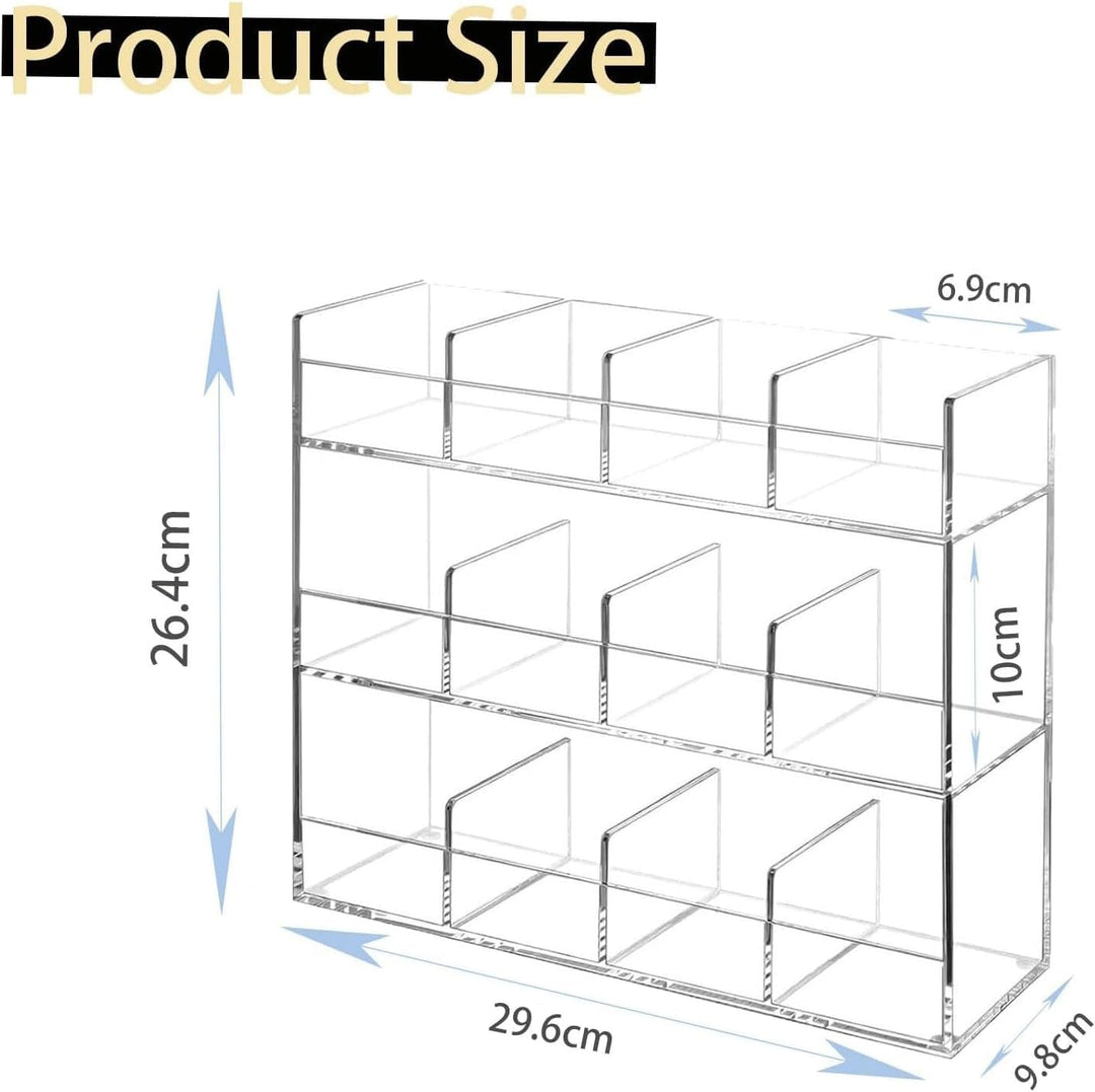 Teebeutel Organizer aus Transparentem Acryl, 12-Fach Teebox für 200+ Teebeutel, Stapelbare Tee Aufbe