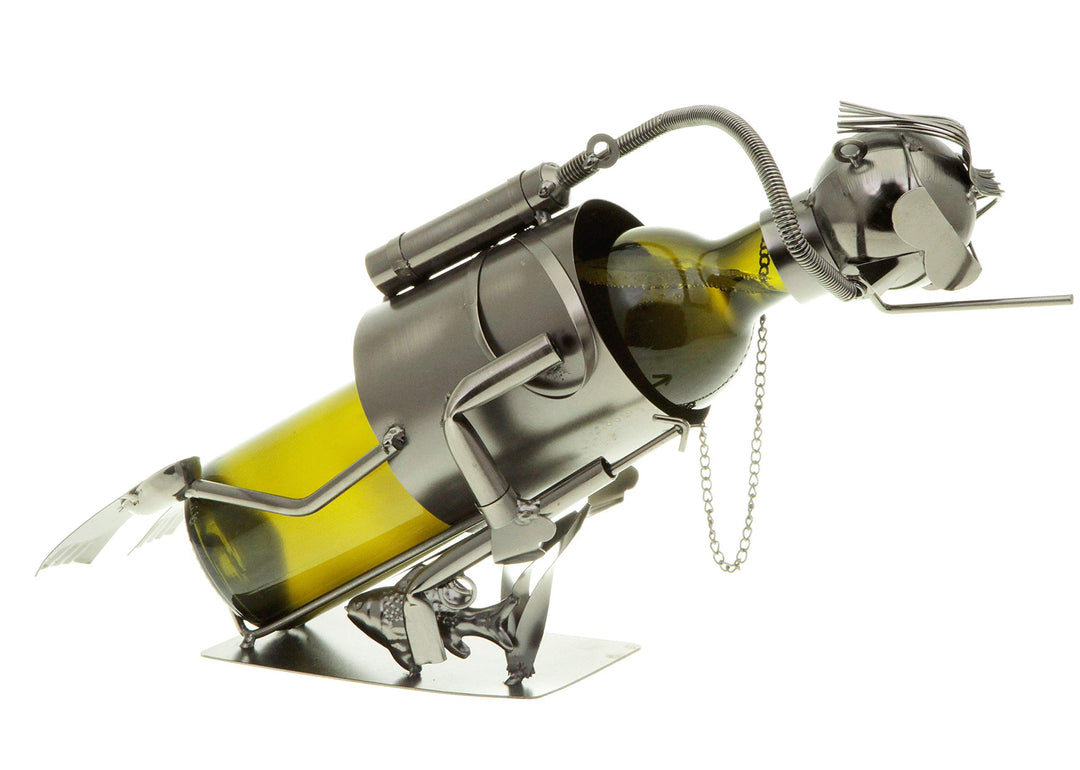 hLine Flaschenhalter Taucher Metall Flaschenständer Geschenk Tauchsport