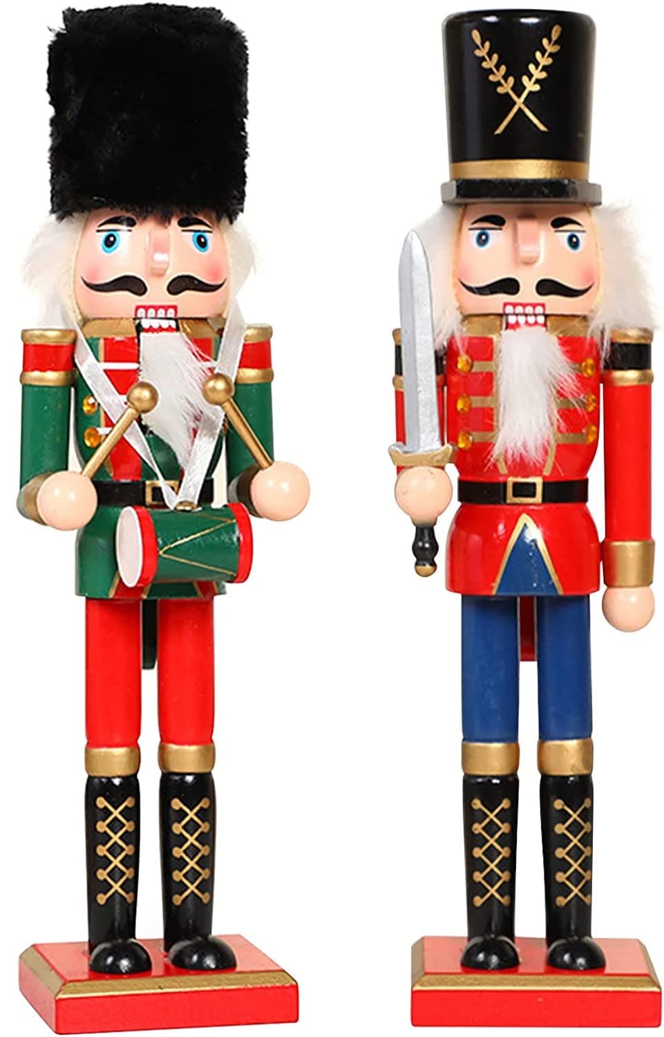 KAHEIGN 2Pcs Nussknacker Figuren Holz Nussknacker Soldaten, 30cm Traditionelle Weihnachten Nussknack