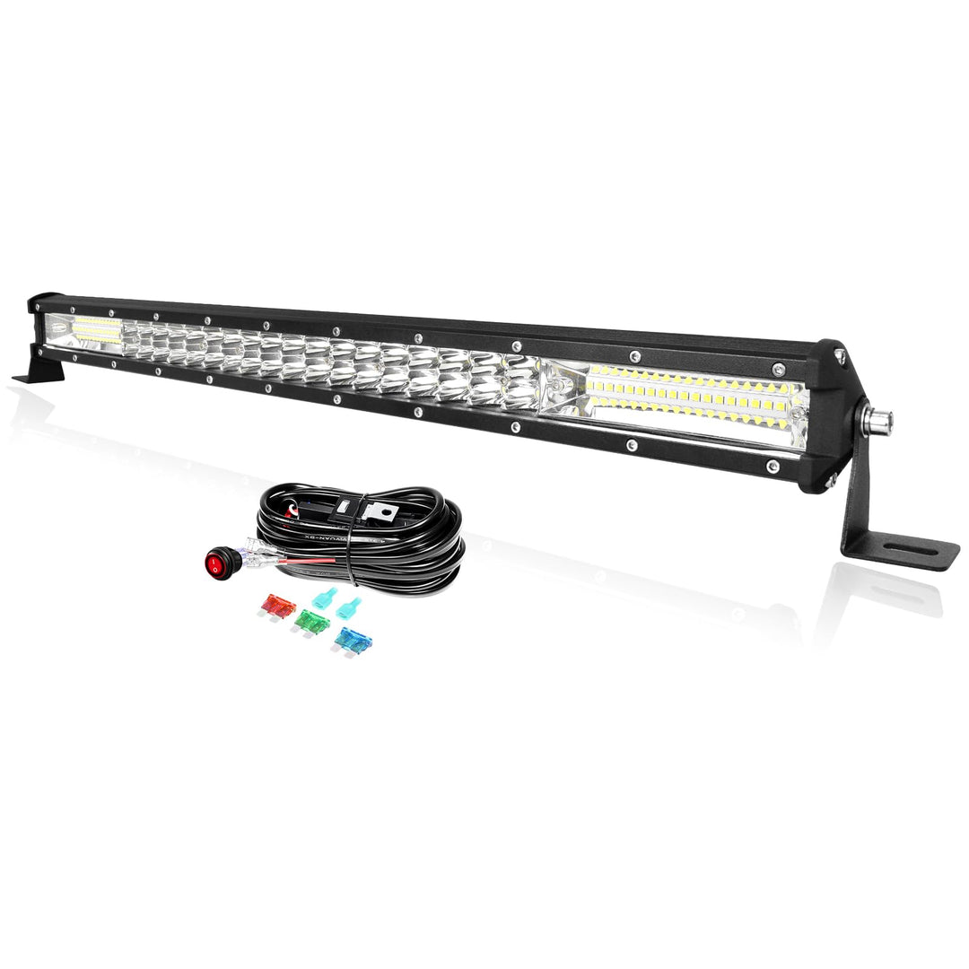 PICAA 24 Zoll 216W LED Lightbar Mit Kabelbaum Kit 12V, 6000K Weiss LED Lichtbalken Arbeitsscheinwerf