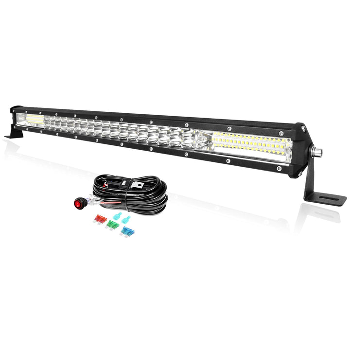 PICAA 24 Zoll 216W LED Lightbar Mit Kabelbaum Kit 12V, 6000K Weiss LED Lichtbalken Arbeitsscheinwerf