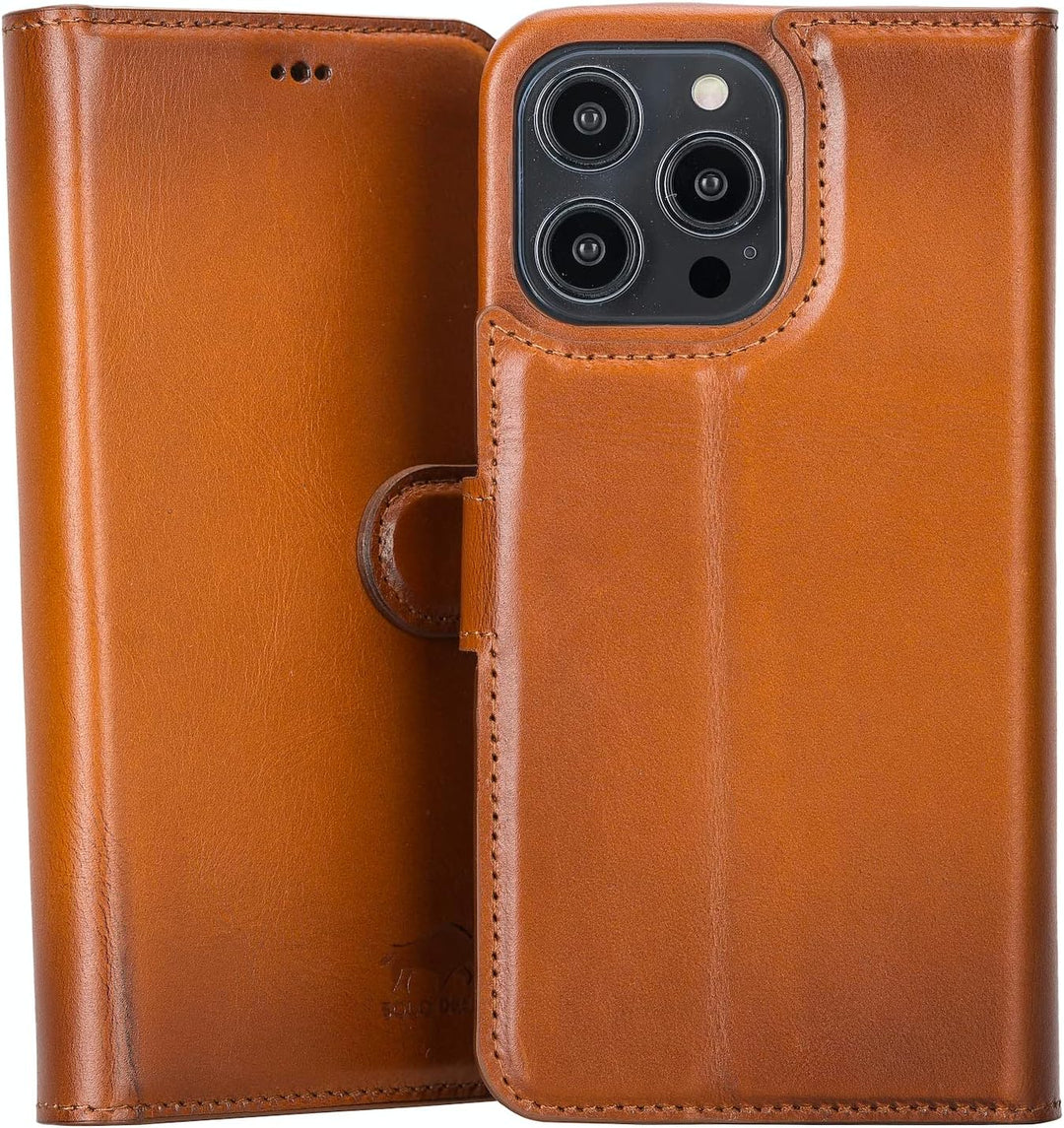 Solo Pelle Lederhülle kompatibel für iPhone 14 Pro Max in 6.7 Zoll abnehmbare Hülle (2in1) inkl. Kar