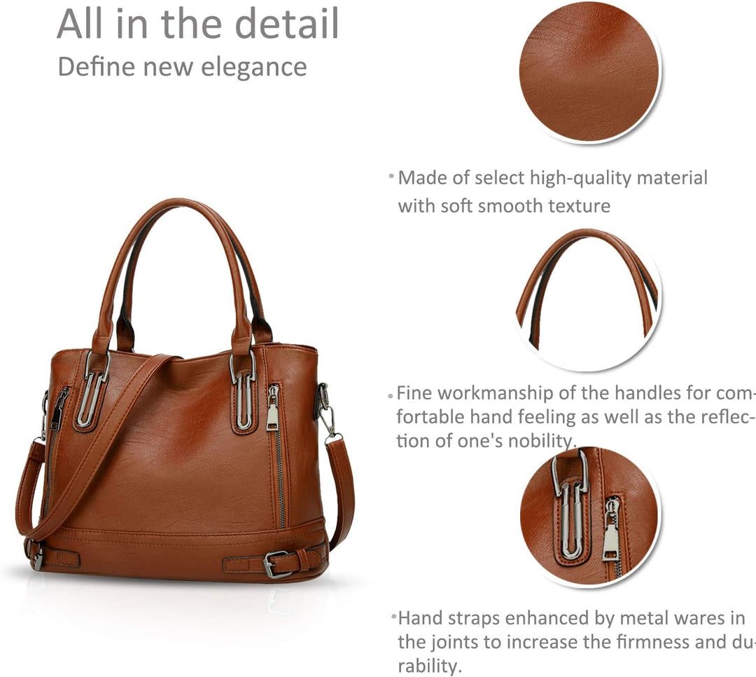 NICOLE & DORIS Damen-Handtaschen mit Tragegriff oben, PU-Leder, grosse Kapazität, Umhängetasche, ele