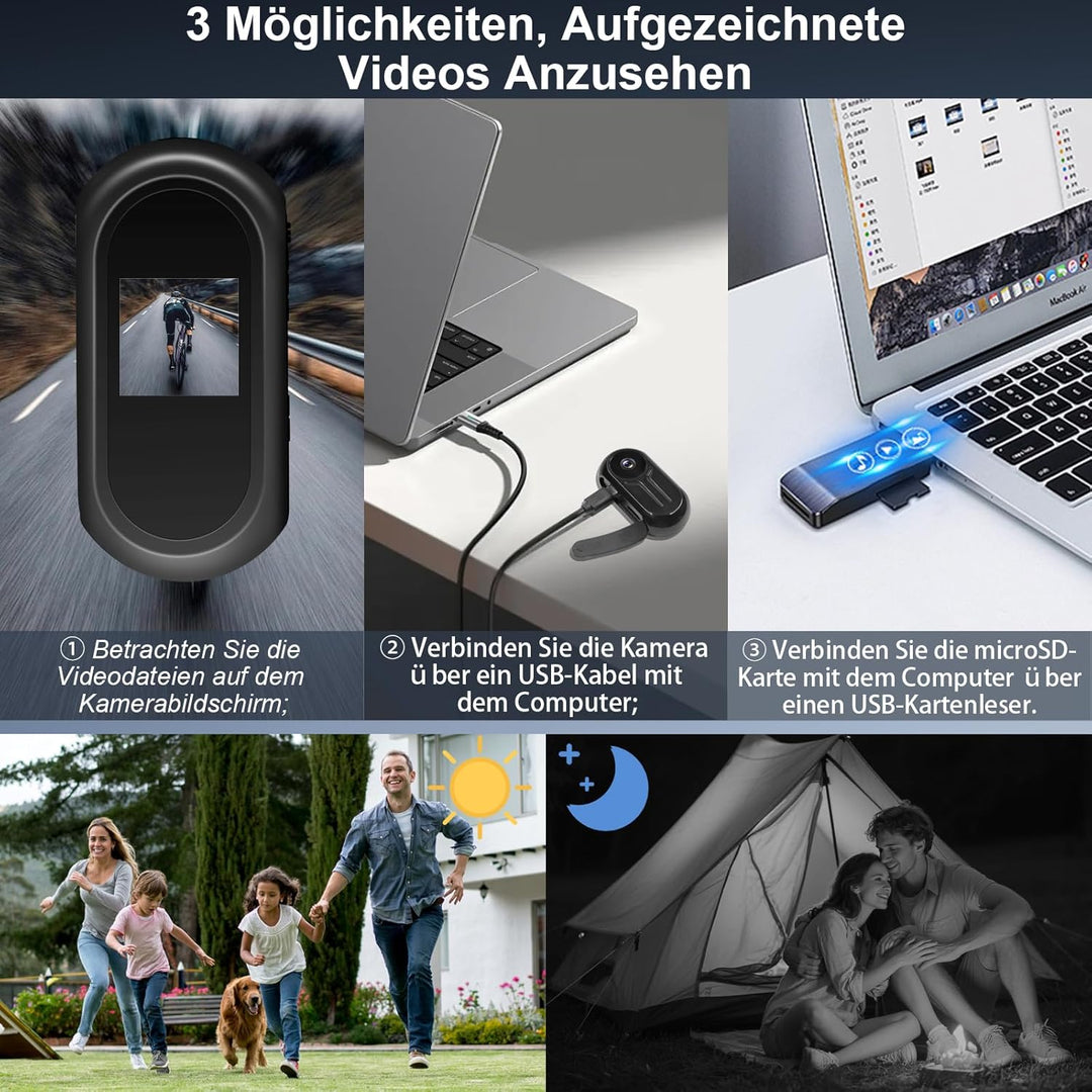 Aufgerüstete Action Cam, 120° Mini Action Videokamera, Magnet Mini Body Kamera, Tragbare Kleine Spor