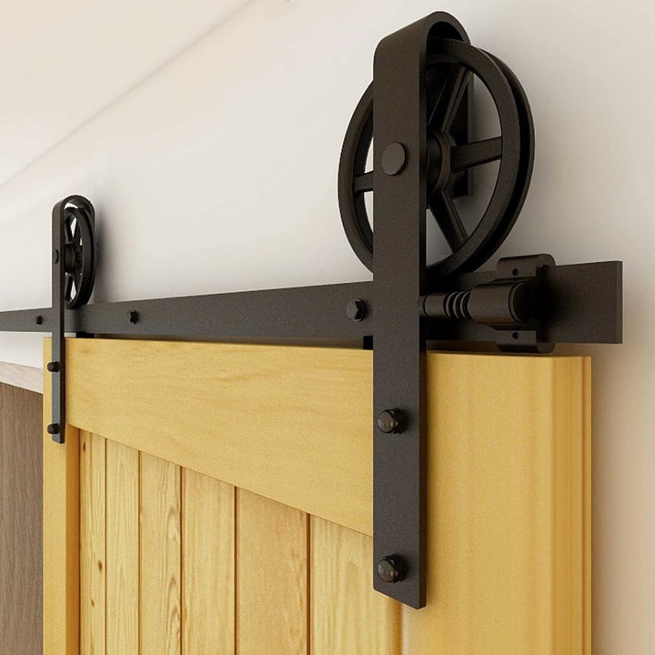 Schiebetürbeschlag 173cm Schiebetüren Schiebetürsystem Komplettset Laufschiene Rollen Set Schwarz fü