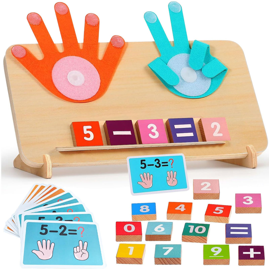 Holz Mathe Spielzeug,Zählen Lernen für Kinder Fingerzähl-Mathespielzeug Montessori Mathe Spielzeug P
