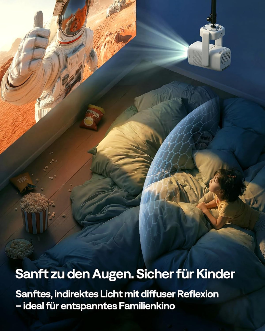 Aurzen D1 air Smart Beamer mit Netflix, 16W Dolby Audio, Beamer Outdoor 1080P mit HDR10 & 4K-Unterst