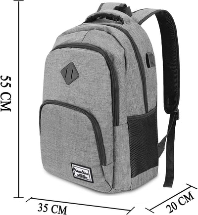 YAMTION Rucksack Laptop 17.3 Zoll Rucksack Schule mit USB-Ladeanschluss für Arbeit Schule Reisen Cam