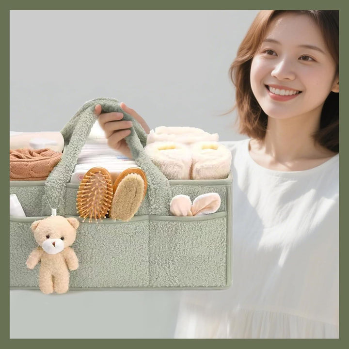 Tragbarer Windelkorb, Tragbarer Wickelkorb mit Herausnehmbaren Fächern, Baby Windel Caddy Organizer,