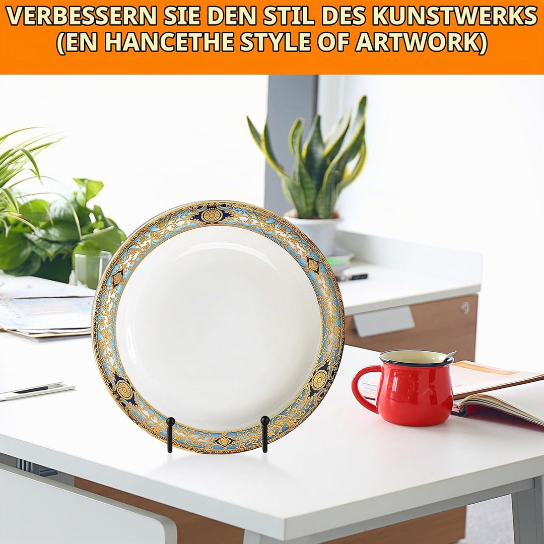 10 Stück Tellerständer Metall, 6 Zoll Deko Tellerhalter Metall Buchaufsteller Schwarz, Eisen Display