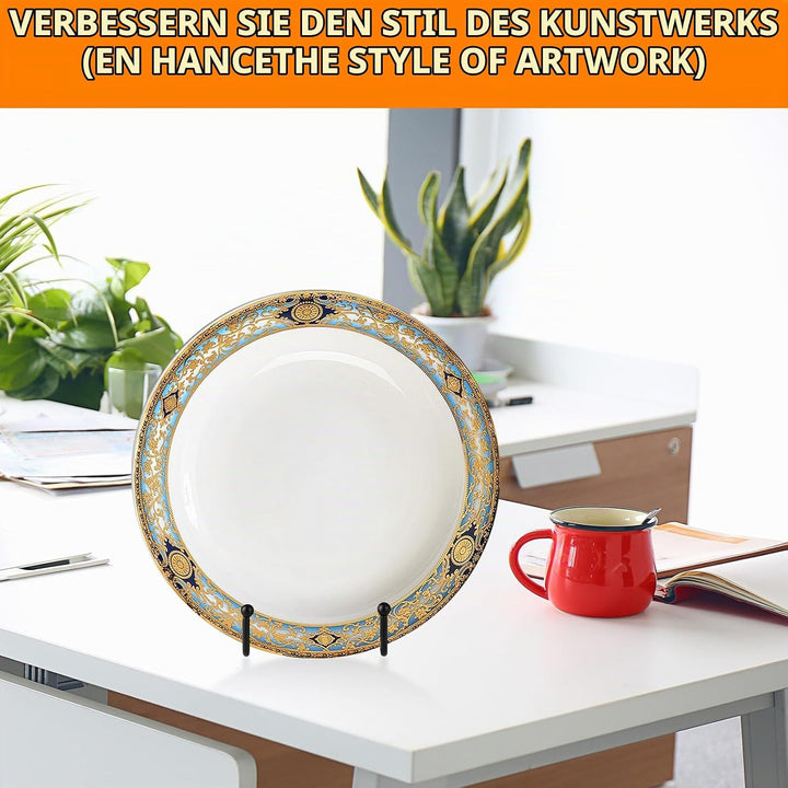 10 Stück Tellerständer Metall, 6 Zoll Deko Tellerhalter Metall Buchaufsteller Schwarz, Eisen Display