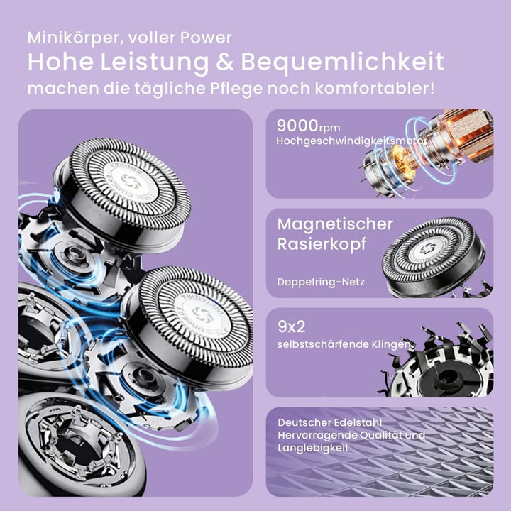 METZ Traveller Elektrorasierer Herren, Tragbarer Rasierer mit Reiseetui, IPX7 Wasserdicht electric S