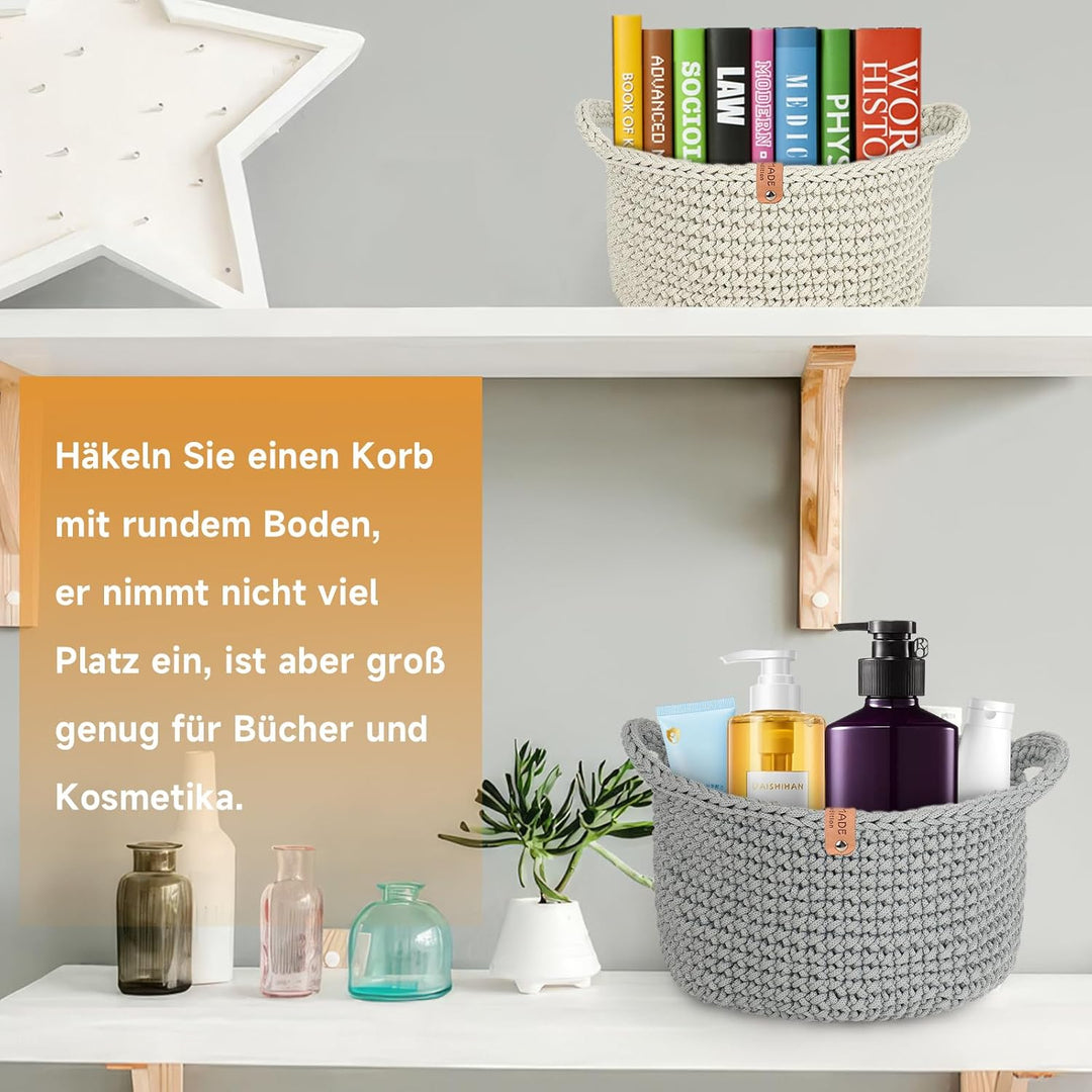 Coopay Häkelset für Anfänger, Rund Körbe Häkel Set mit Häkelanleitung, DIY Häkelset für Körbe Häkeln