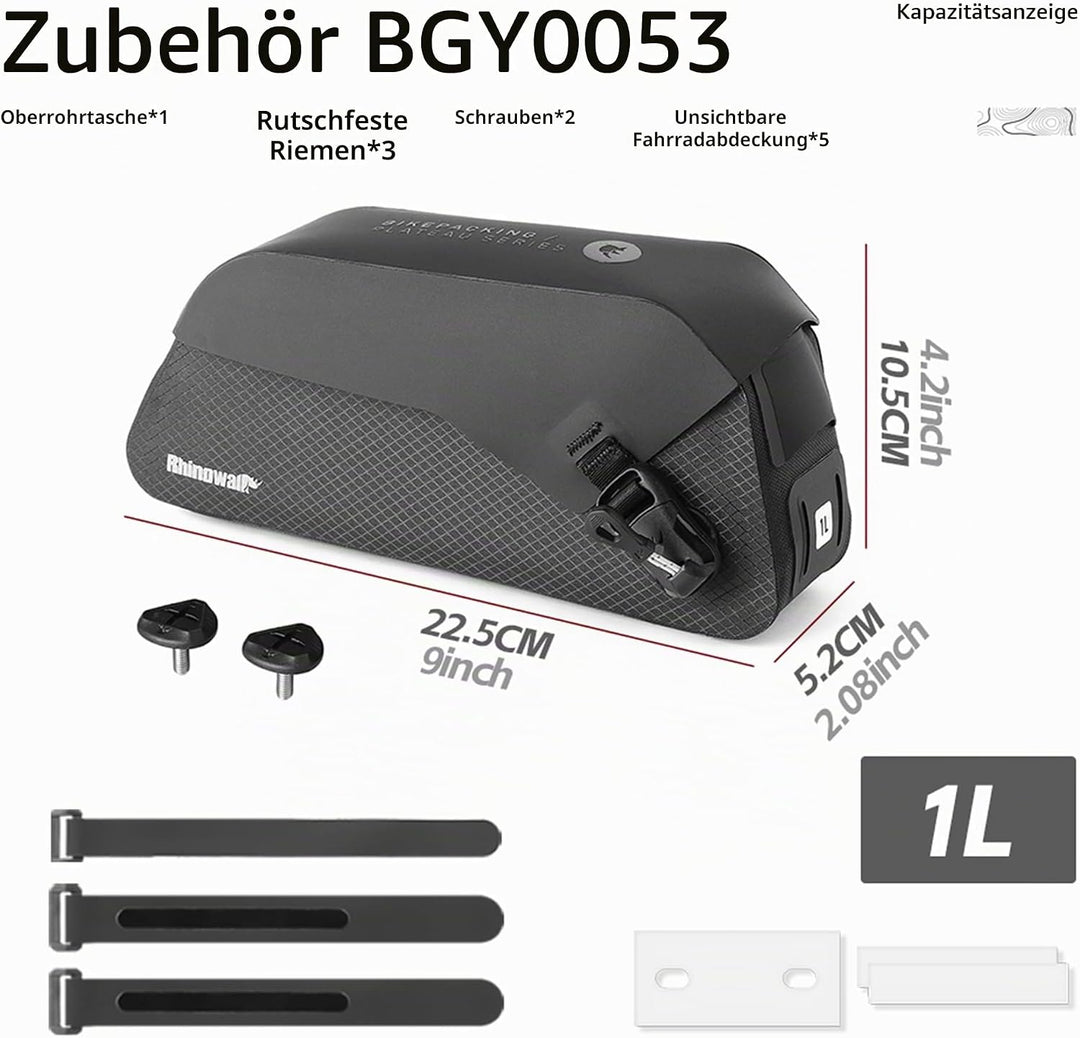 Fahrrad Oberrohrtasche Wasserdicht Rahmentasche mit Magnetklappe 1L Dreieckstasch für MTB Rennrad Gr