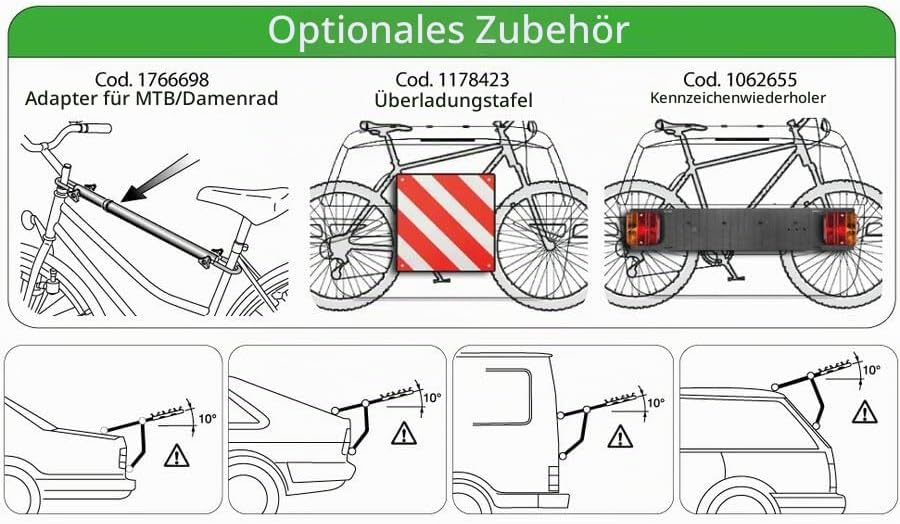 BBROS Heck-Fahrradträger | 3 Fahrräder | 45 kg | 6 Verriegelungen | Anti-Entriegelungssystem | Unive