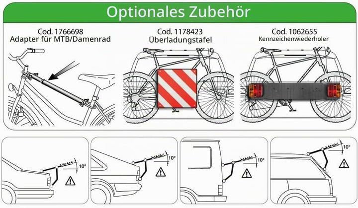 BBROS Heck-Fahrradträger | 3 Fahrräder | 45 kg | 6 Verriegelungen | Anti-Entriegelungssystem | Unive