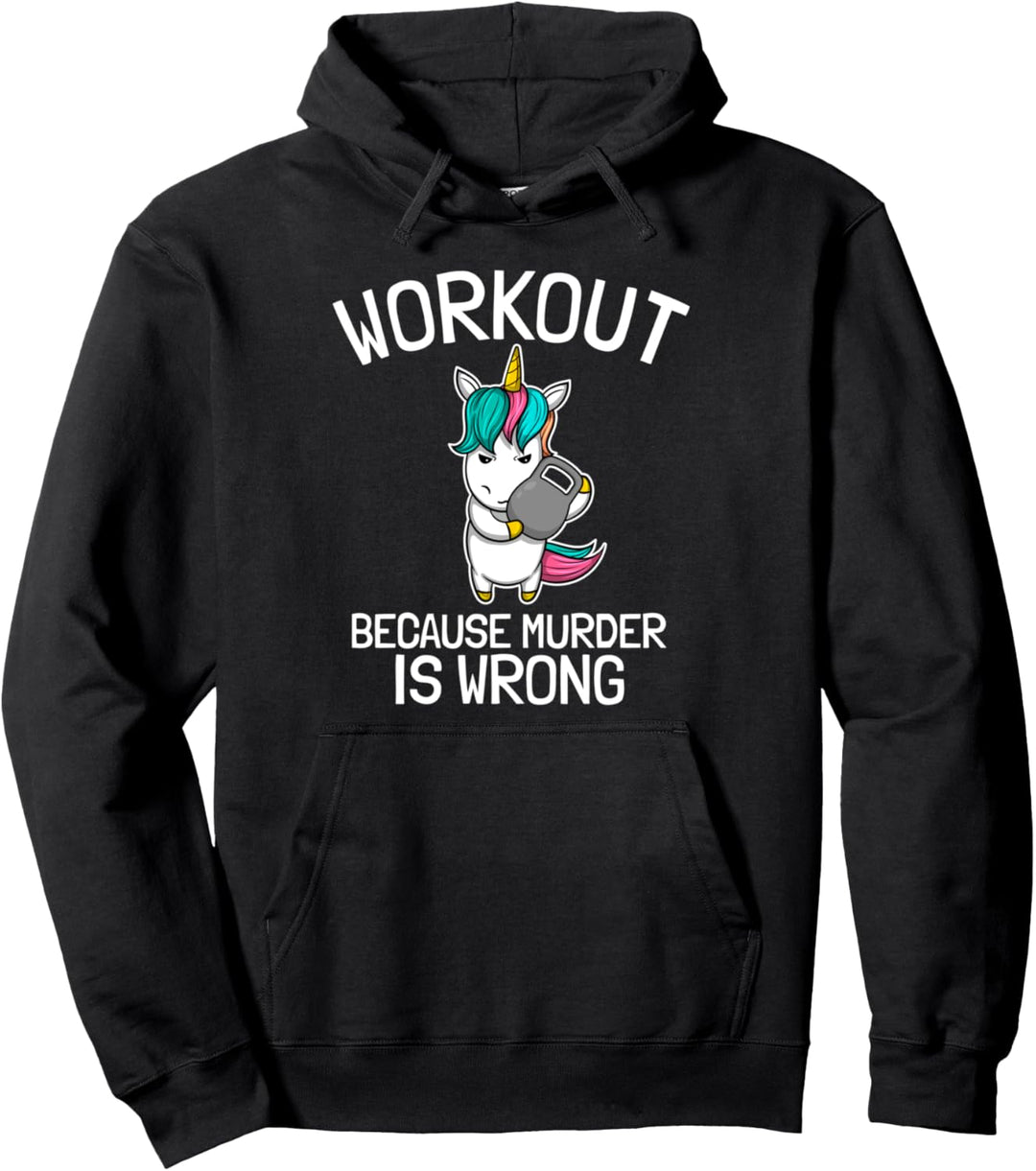 Lustiger Fitness Workout Athletik Spruch Einhorn Kettlebell Pullover Hoodie