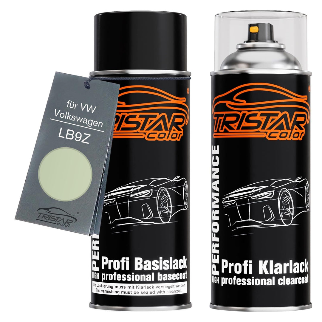 TRISTARcolor Autolack Spraydosen Set für VW/Volkswagen LB9Z White Silver Metallic Basislack Klarlack