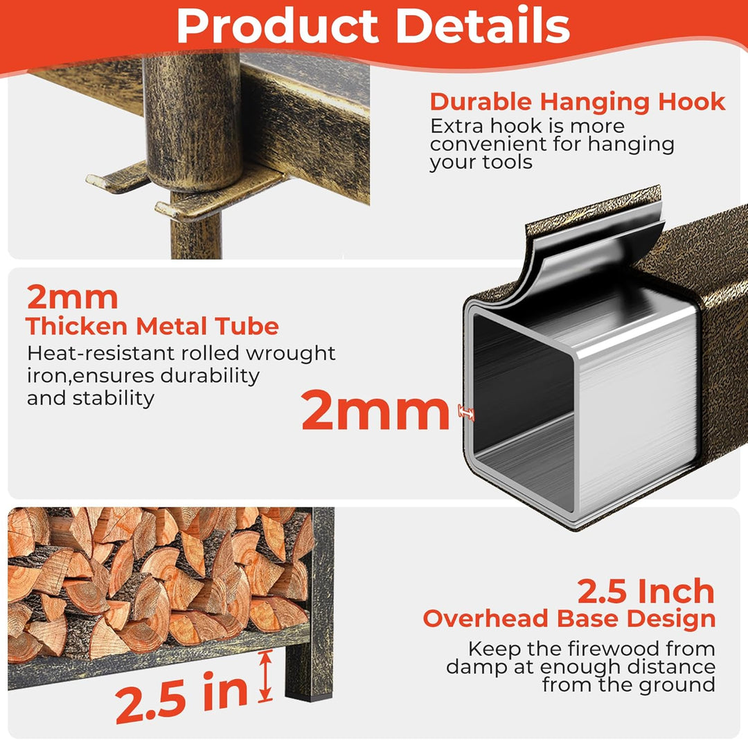 Amagabeli Kamin Kaminholz Holzregal mit Werkzeugsets Indoor Holzhalter Kamin Outdoor Holzhalter Rack
