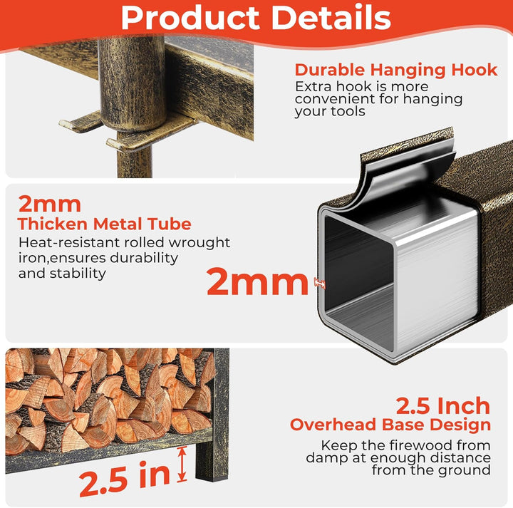 Amagabeli Kamin Kaminholz Holzregal mit Werkzeugsets Indoor Holzhalter Kamin Outdoor Holzhalter Rack