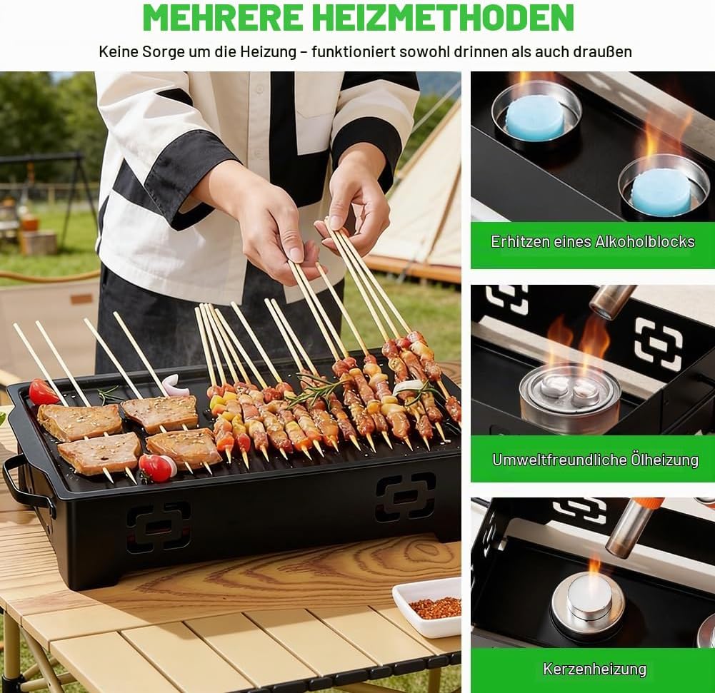 BBQ Warmhalteplatte aus Edelstahl, Grillwärmer für Fleisch und Gemüse, Speisenwärmer für Garten, Cam