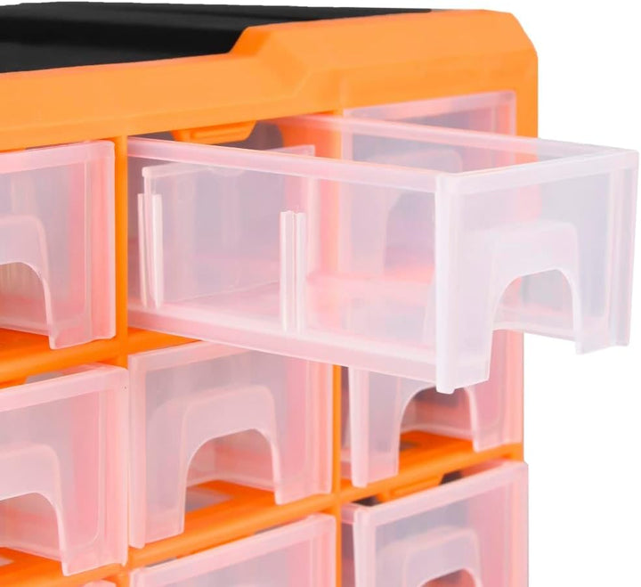 Myheimly Multi-Schubladen-Organizer mit 64 Schubladen 52x16x37,5 cm Orange und Schwarz 64 Schubladen