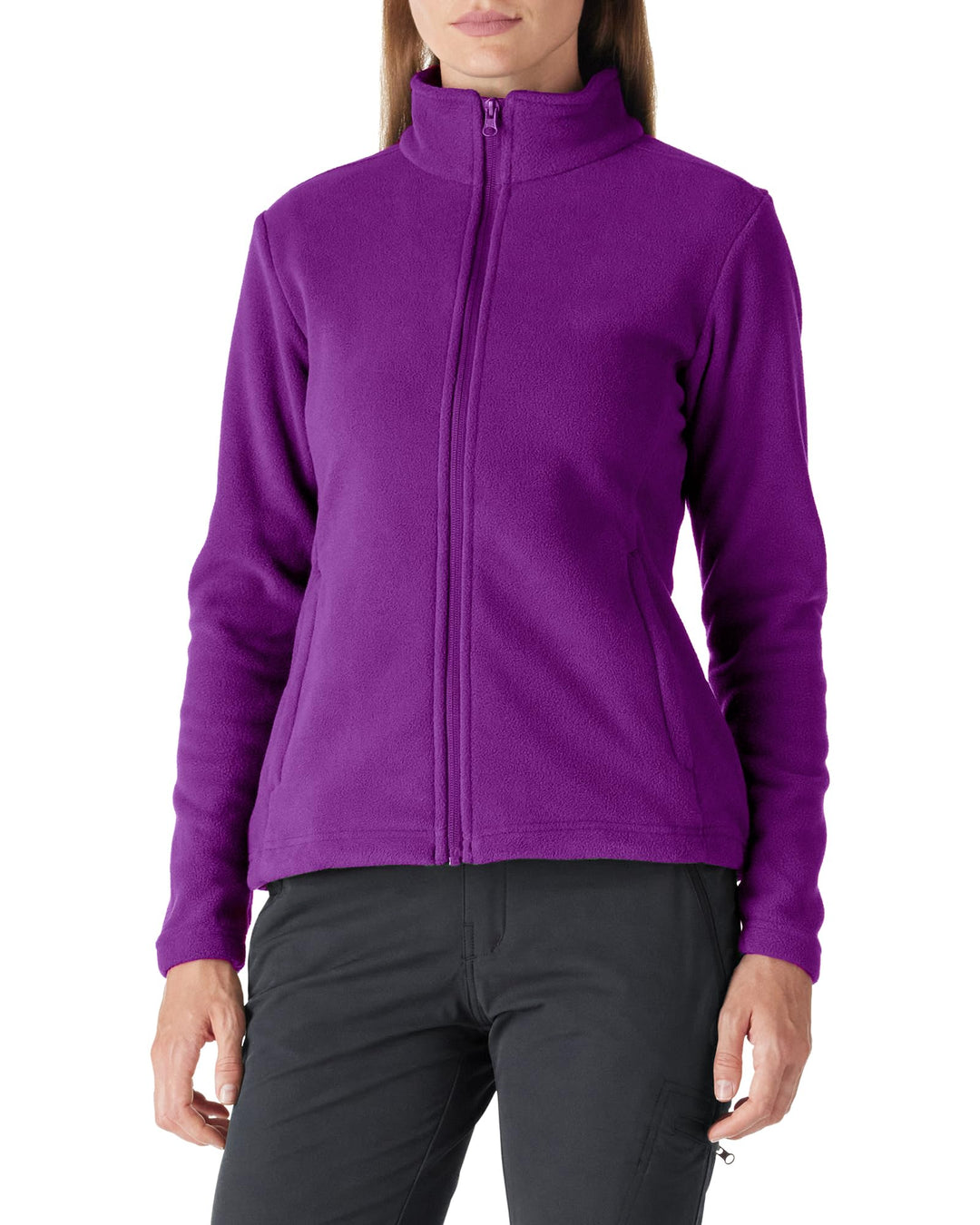 Outdoor Ventures Damen Fleecejacke mit Durchgehendem Reissverschluss Stehkragen Frauen Leichte Fleec