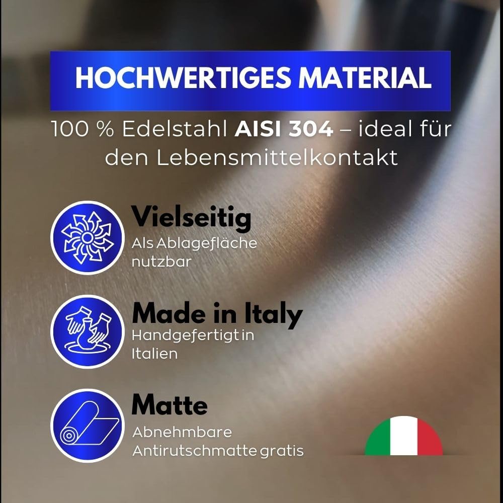 INOXLM Schneidebrett Edelstahl zum Kneten, Edelstahl Arbeitsplatte verschiedene Grössen für Küche, B