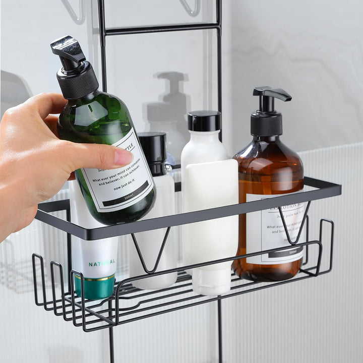 Kegii Duschregal ohne Bohren Duschablage zum Hängen Schwarz Badezimmer Organizer Shampoo Halterung D