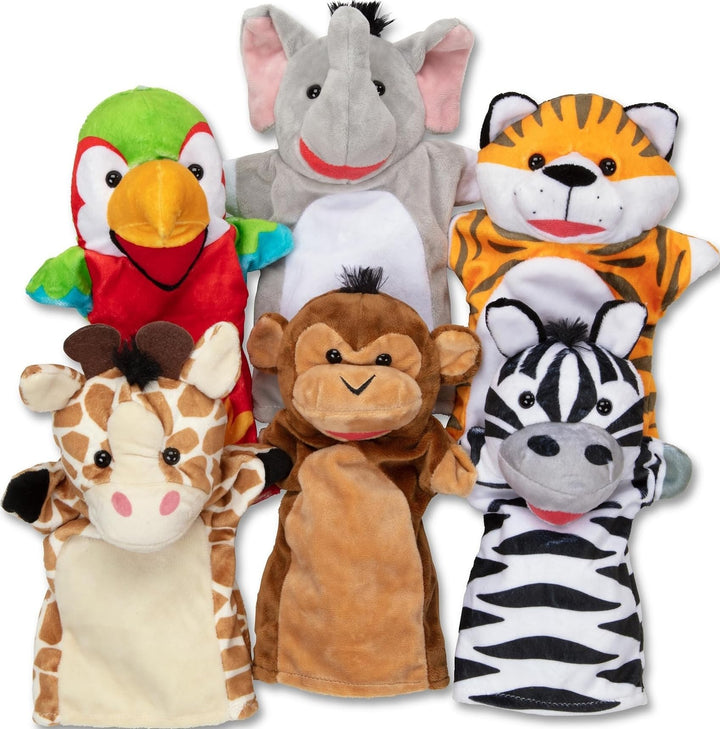 Melissa &amp; Doug - Handpupppen-Set Safari Freunde, 6 Handfiguren, Für fantasievolles Puppenspiel, Für