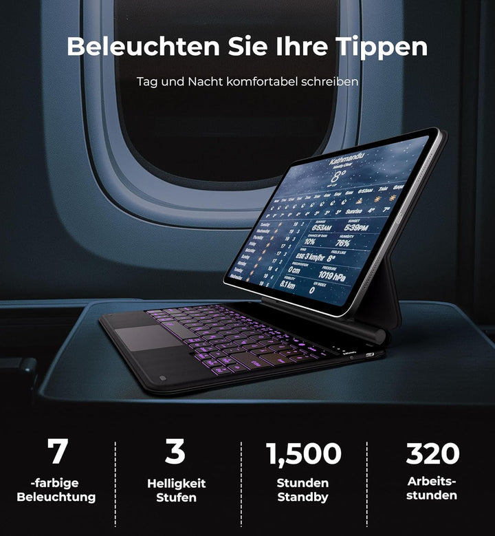 Dracool Tastatur Hülle für iPad 10. Generation 2022 (10,9 Zoll) Tastatur mit Trackpad Magnetische Fr