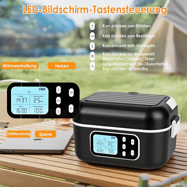Dreamhigh 1,5 L Elektrische Lunchbox Mit Akku mit 24000 mAh, Lunchbox Elektrisch mit Auslaufsicheres