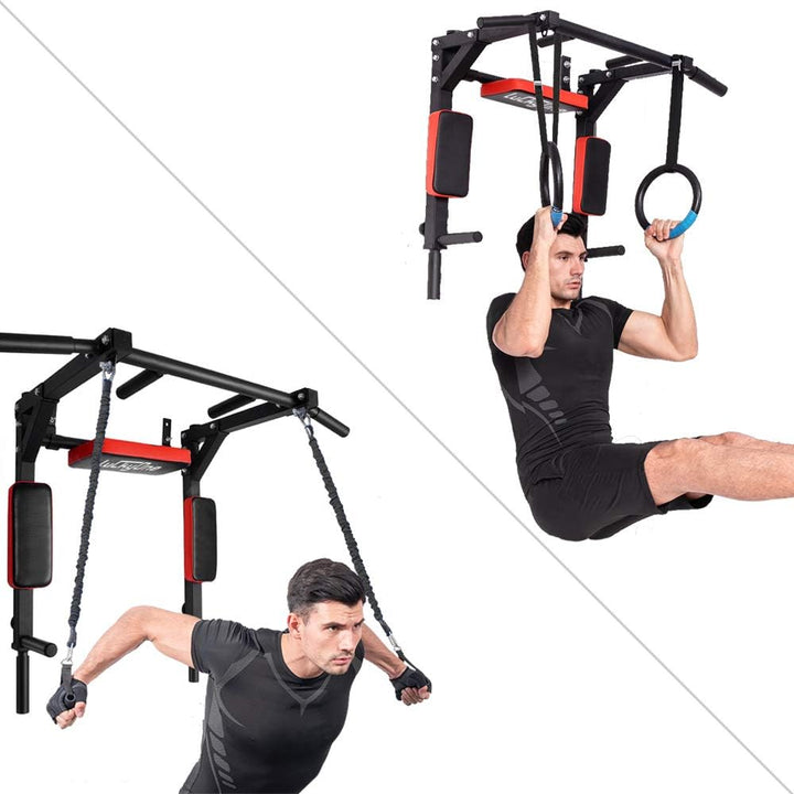 Luckyone Multifunktionale Klimmzugstange zur Wandmontage, Dip-Station für Heimstudio, Indoor-Trainin