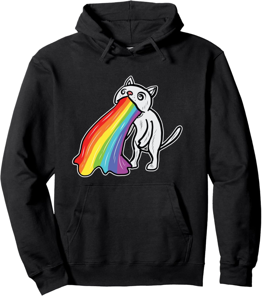 Lustiges Regenbogen kotzende Katze Outfit Kater Katzen Pullover Hoodie