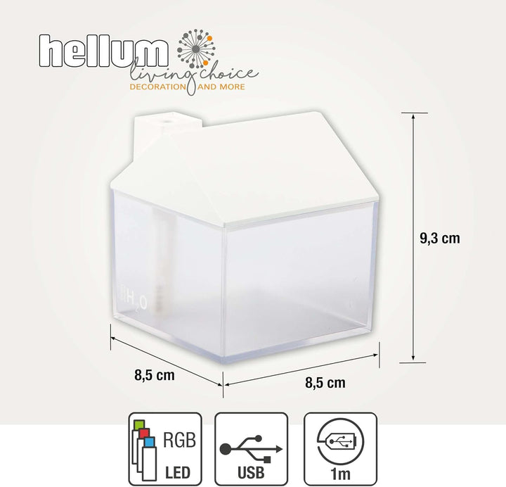Hellum Luftbefeuchter dekorativ, tragbar in weiss, Diffuser in Form eines Haus 8,4x9,5cm gross, süss