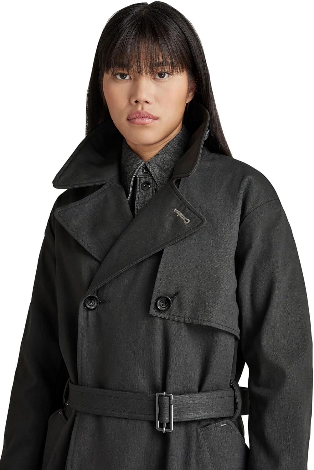G-STAR Damen High Trenchcoat Jackets (1er Pack) M Blau (raw denim D22012-D189-001), M Blau (raw deni