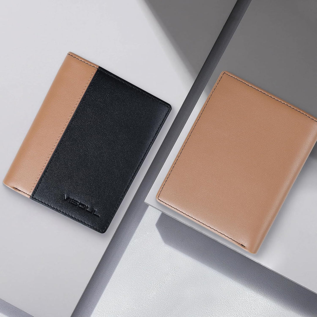VISOUL Echt Leder Geldbörse Herren mit RFID Schutz Portemonnaie Gross mit Münzfach 10 Fächer Echtled
