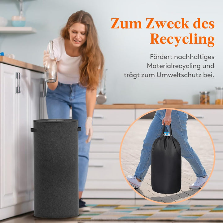 Lifewit 80L Kreis Pfandflaschen Sammelbehälter mit Deckel, Grosser Pfandflaschen behälter für die Le